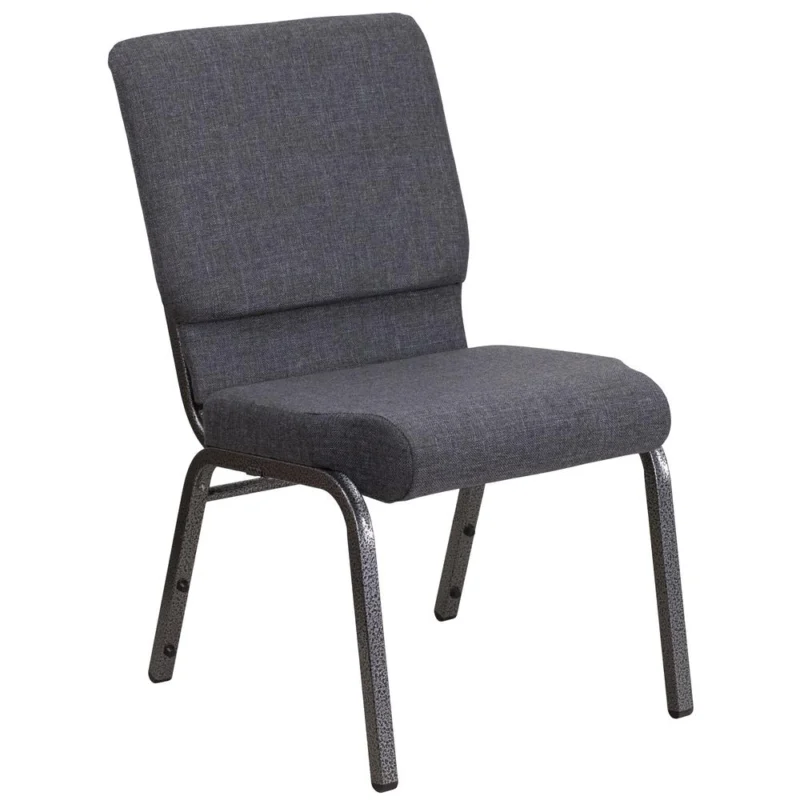Hercules Series 18.5''W Stacking Church Chair In Dark Gray Fabric - Silver Vein Frame By Flash Furniture | Side Chairs | Modishstore - 1