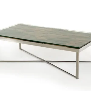 14' Mosaic Wood Glass and Steel Coffee Table By Homeroots | Coffee Tables | Modishstore