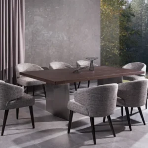 31' Grey Fabric Dining Chair With Wood Legs By Homeroots | Dining Chairs | Modishstore