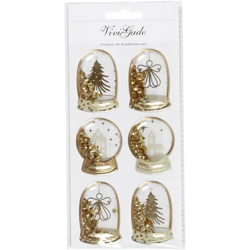 Vivi Gade Shaker Stickers - Gold Angel, Tree & Houses (6 Pieces)