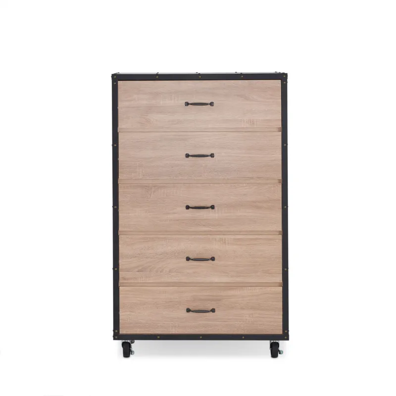 Weathered Light Oak Particle Board Chest By Homeroots | Drawers | Modishstore