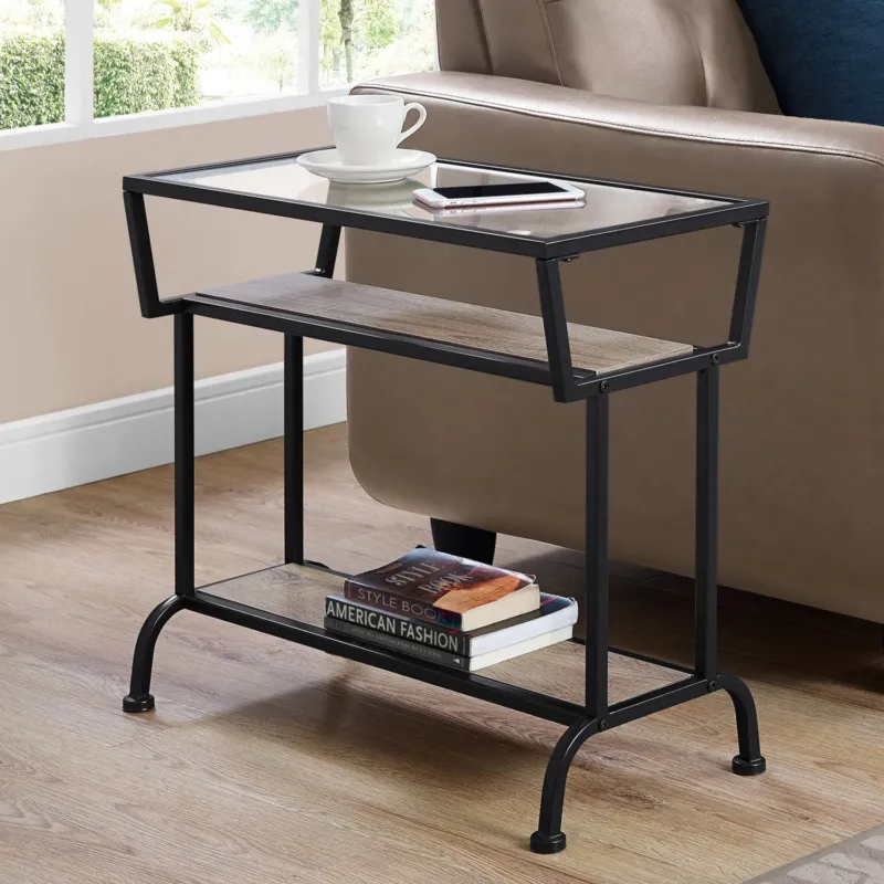 24" Clear And Black Glass Console Table With Storage By Homeroots | Console Tables | Modishstore