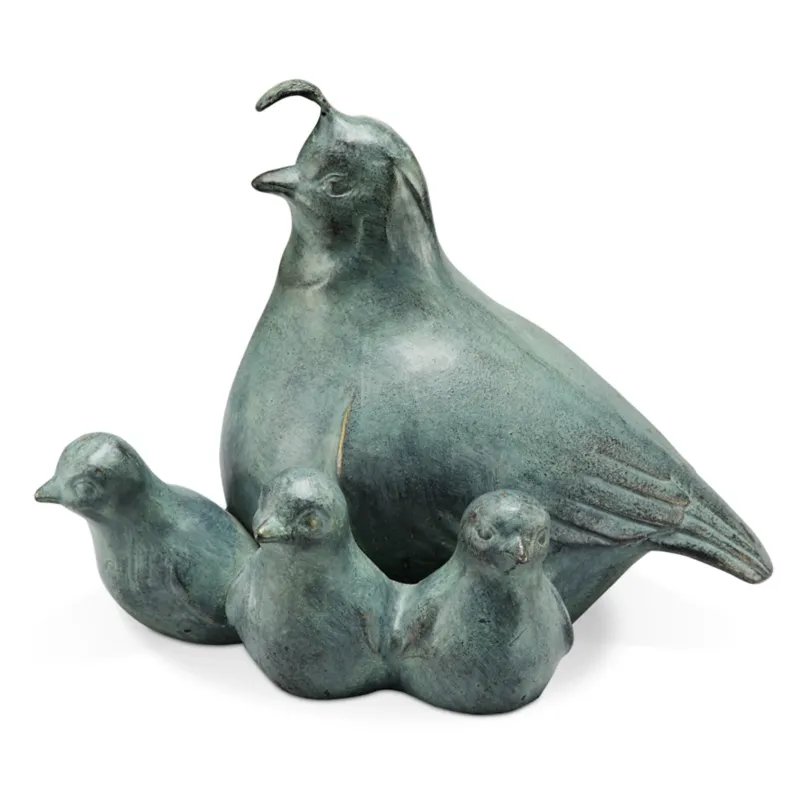 Quail & Babies Key Box Garden By SPI Home | Garden Sculptures & Statues | Modishstore