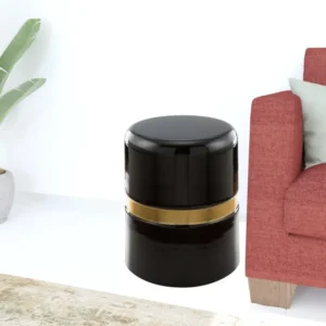 18" Black and Gold Modern Tubular Round Top End Table By Homeroots | End Tables | Modishstore