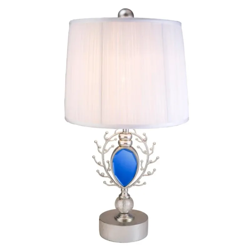 Dazzling Faux Turquoise Pendent Silver Table Lamp By Homeroots | Table Lamps | Modishstore