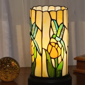11" Tiffany Style Dragonfly Floral Accent Table Lamp By Homeroots | Table Lamps | Modishstore