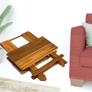 19" Brown Solid Square Teak Folding Indoor Outdoor End Table By Homeroots | End Tables | Modishstore