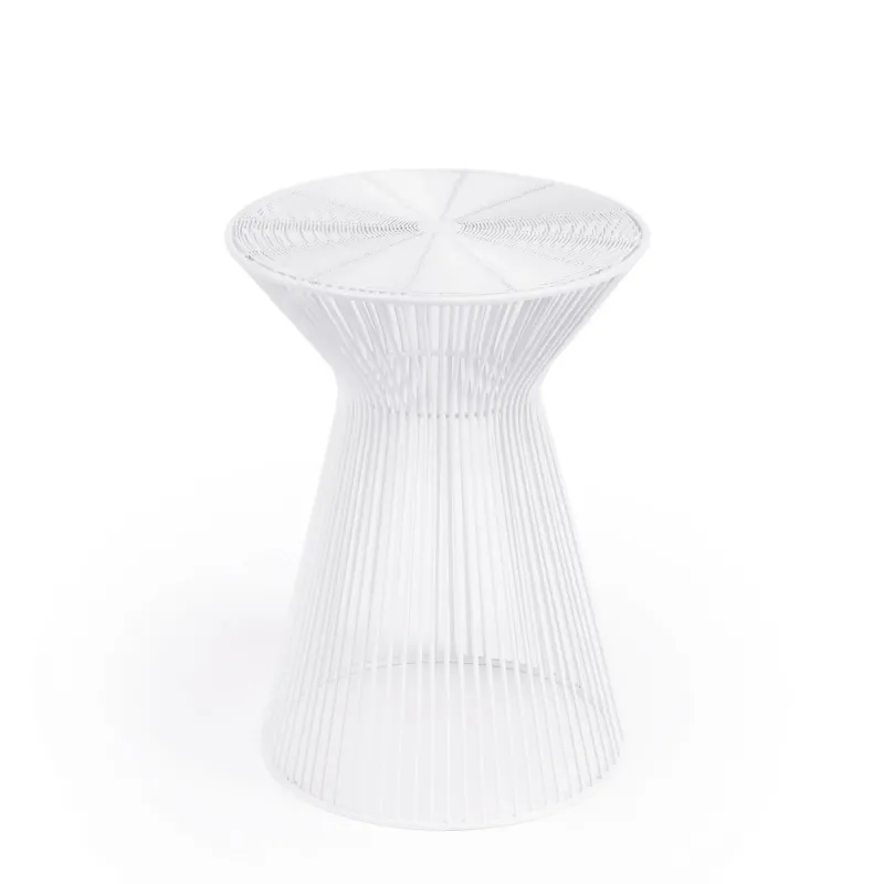 18" White Cinched Iron Round Top End Table By Homeroots | End Tables | Modishstore