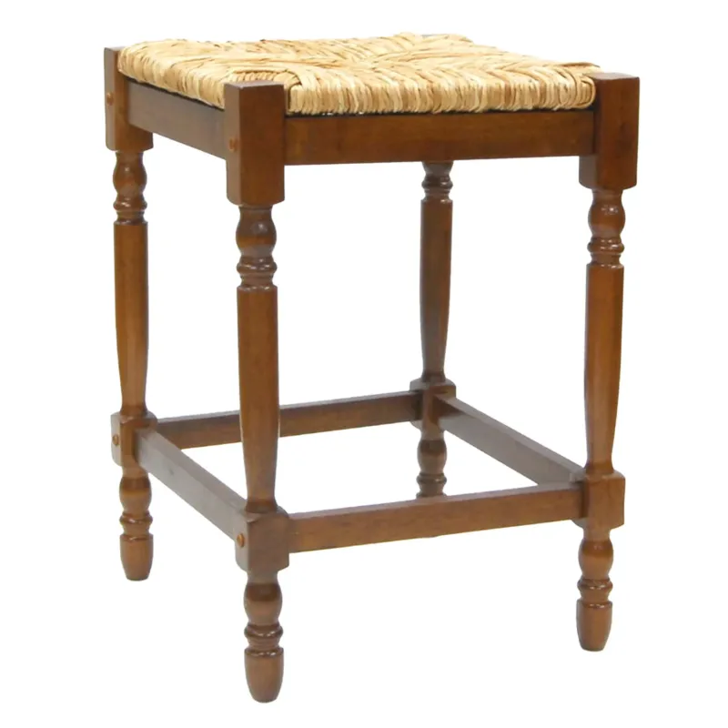24" Natural And Brown Backless Counter Height Bar Chair With Footrest By Homeroots | Bar Stools | Modishstore