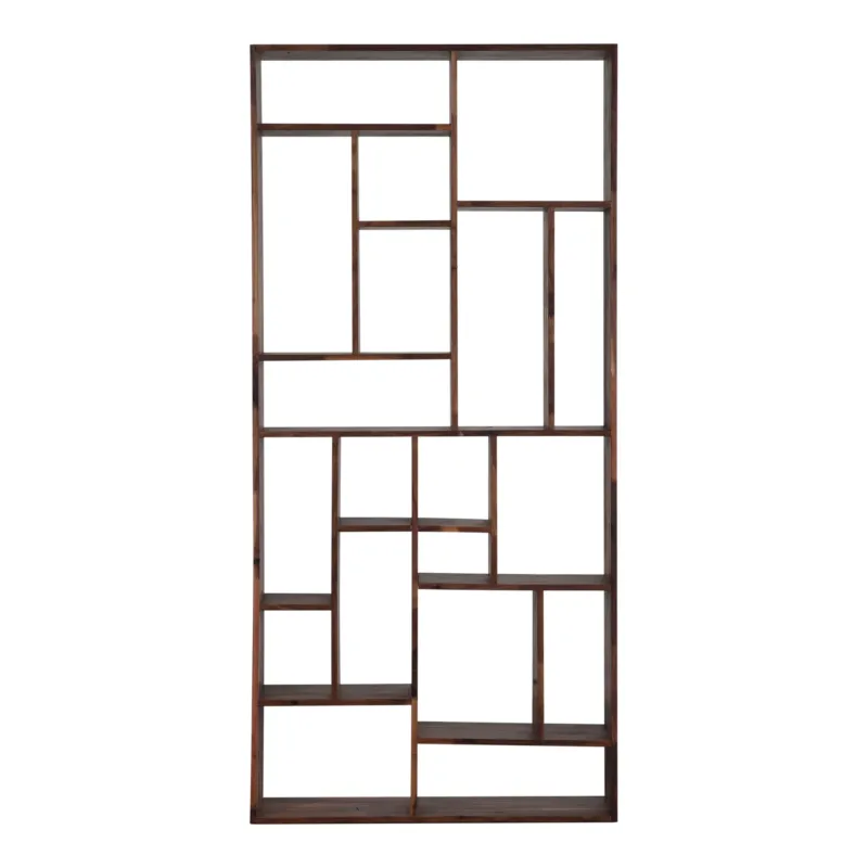 Brown And Natural Wood Ten Tier Bookcase By Homeroots | Bookcases | Modishstore - 1