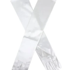 Women's Long Above-Elbow Satin Gloves in Ivory