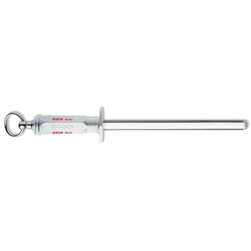 F. Dick | Dickoron Duo Sharpening Steel, Oval Diamond & Ceramic, 10", White - ChefEquipment.com