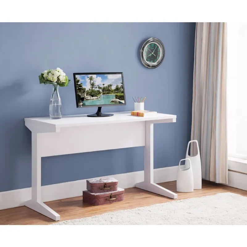 Contemporary Style Desk With Width Top, White By Benzara | Desks | Modishstore