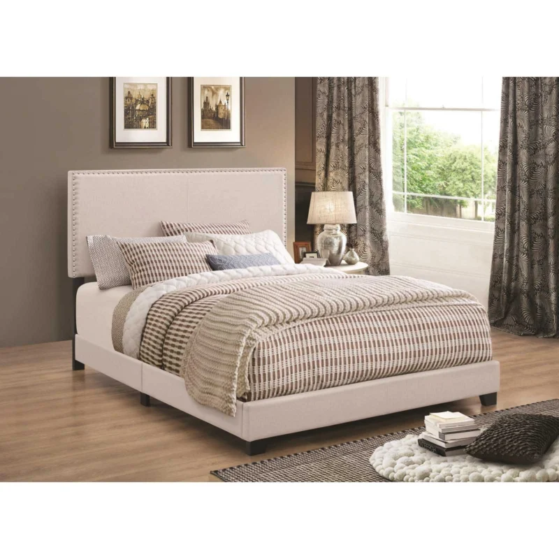 Ivory Upholstered Full Bed By Benzara | Beds | Modishstore