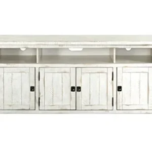 Wooden Tv Stand With 3 Shelves And Cabinets, White By Benzara | TV Stands | Modishstore