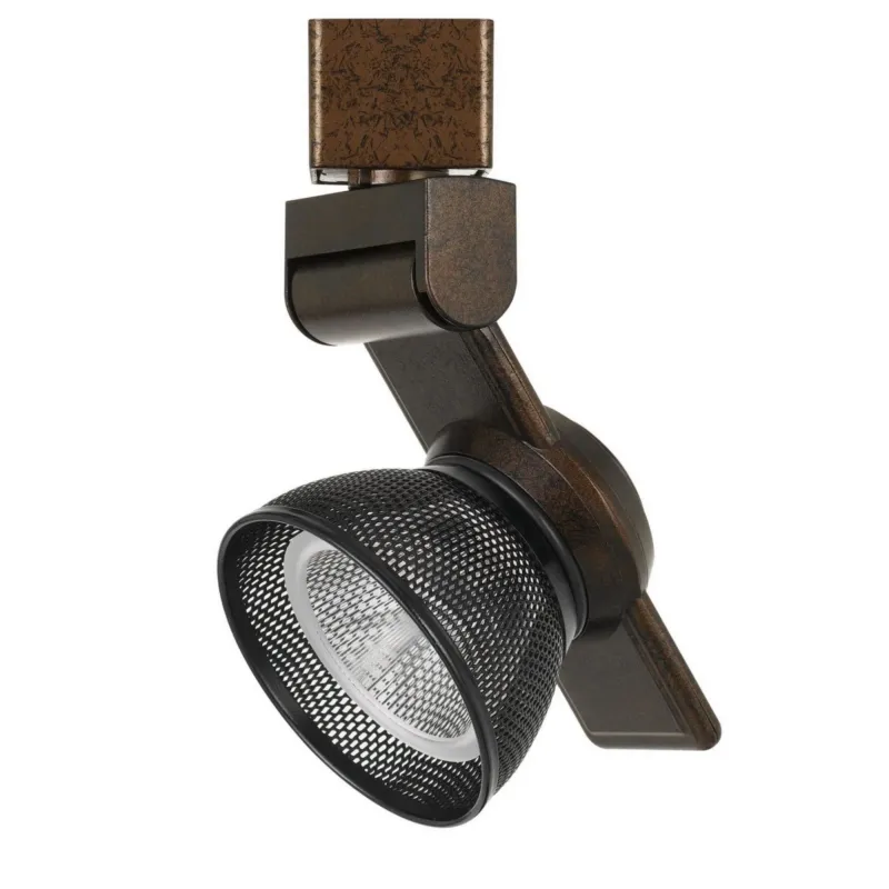 12W Integrated Led Metal Track Fixture With Mesh Head, Bronze And Black By Benzara | Track Lights | Modishstore