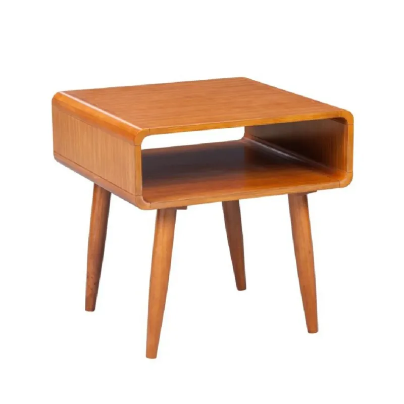 Rectangular Wooden End Table With Open Shelf And Splayed Legs, Brown By Benzara | Side Tables | Modishstore