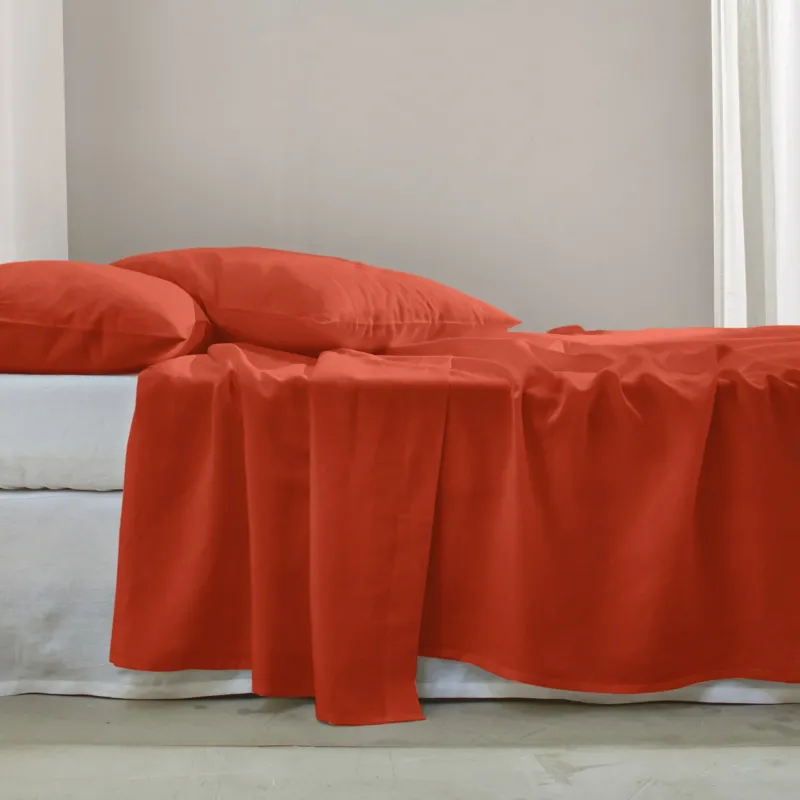 drap plat en lin Corail