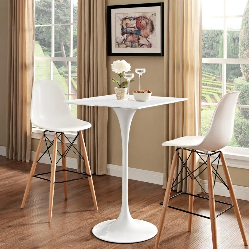 modway Lippa 28" Square Wood Top Bar Table White - EEI-1826 | Bar Tables | Modishstore - 1