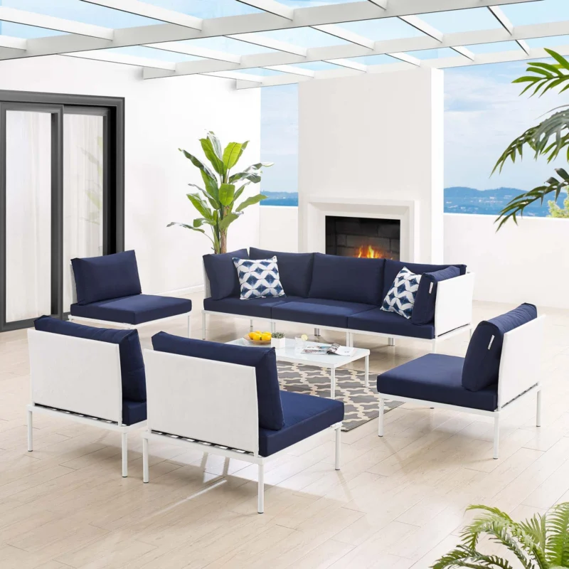 Harmony 8-Piece Sunbrella® Outdoor Patio Aluminum Sectional Sofa Set By Modway - EEI-4940 | Outdoor Sofas, Loveseats & Sectionals | Modishstore - 1