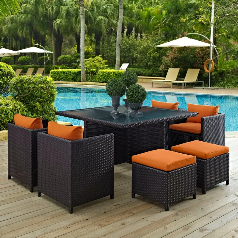 Inverse 9 Piece Outdoor Patio Dining Set By Modway - EEI-726 | Outdoor Dining Sets | Modishstore - 1