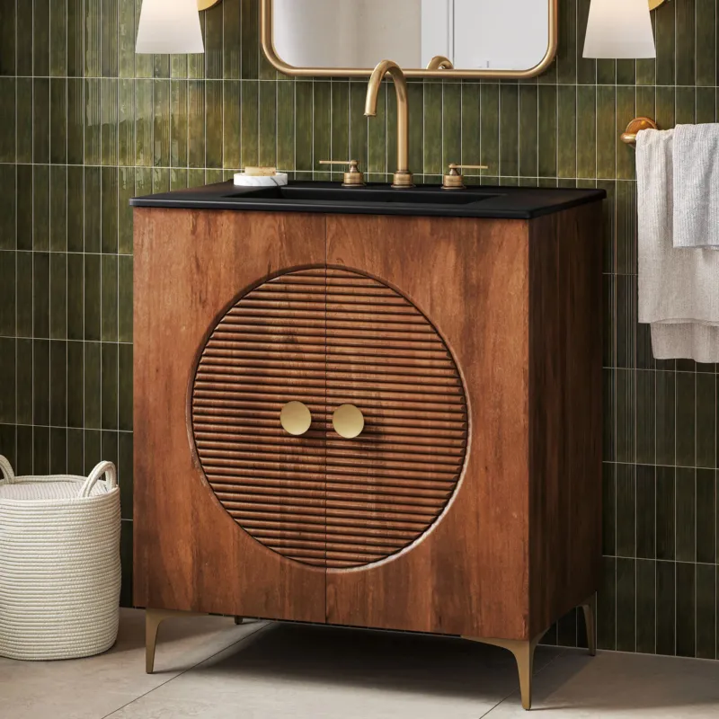 Vernon 30" Fluted Wood Vanity Cabinet Without Sink by Modway