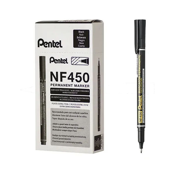 Pentel Permanent Marker Extra Fine Black (Pack of 12) NF450-A