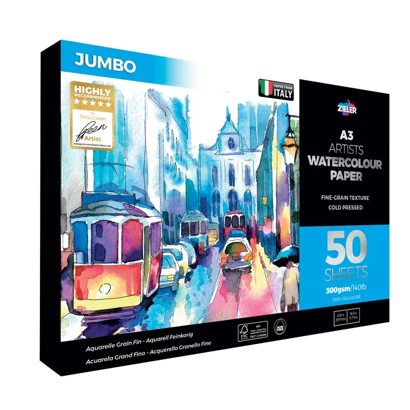 Zieler Watercolour Pad A3 Premium Jumbo (50 Sheets)