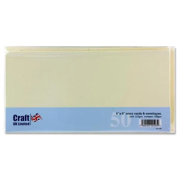 CRAFT PK.50 6X6 CARDS & ENVS-IVORY