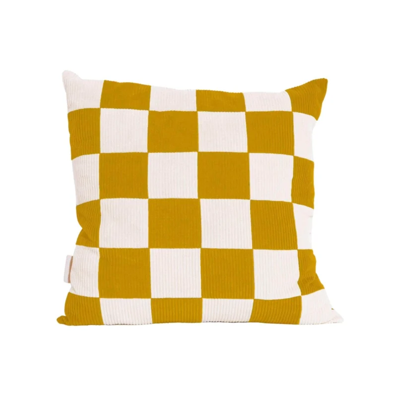 Le Carré - Corduroy Checkered Cushion Chalk/Ochre