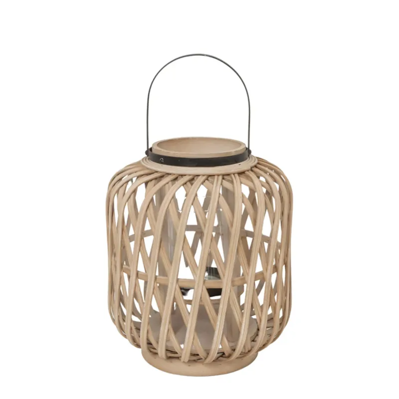 11"H Metal Bamboo & Glass Lantern — Gerson